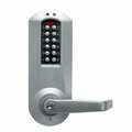 Simplex Kaba Eplex Exit Trim Electronic Pushbutton Lock, Winston Lever and Kaba Cylinder Satin Chrome E5010XSWL626